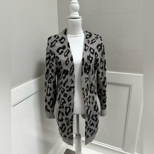 The Kooples Grey Leopard Long Mohair Knit Cardigan Size 1 (Small)